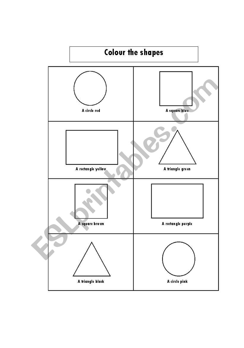 Shapes and colours worksheet