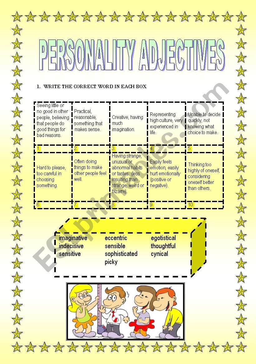 PERSONALITY ADJECTIVES worksheet