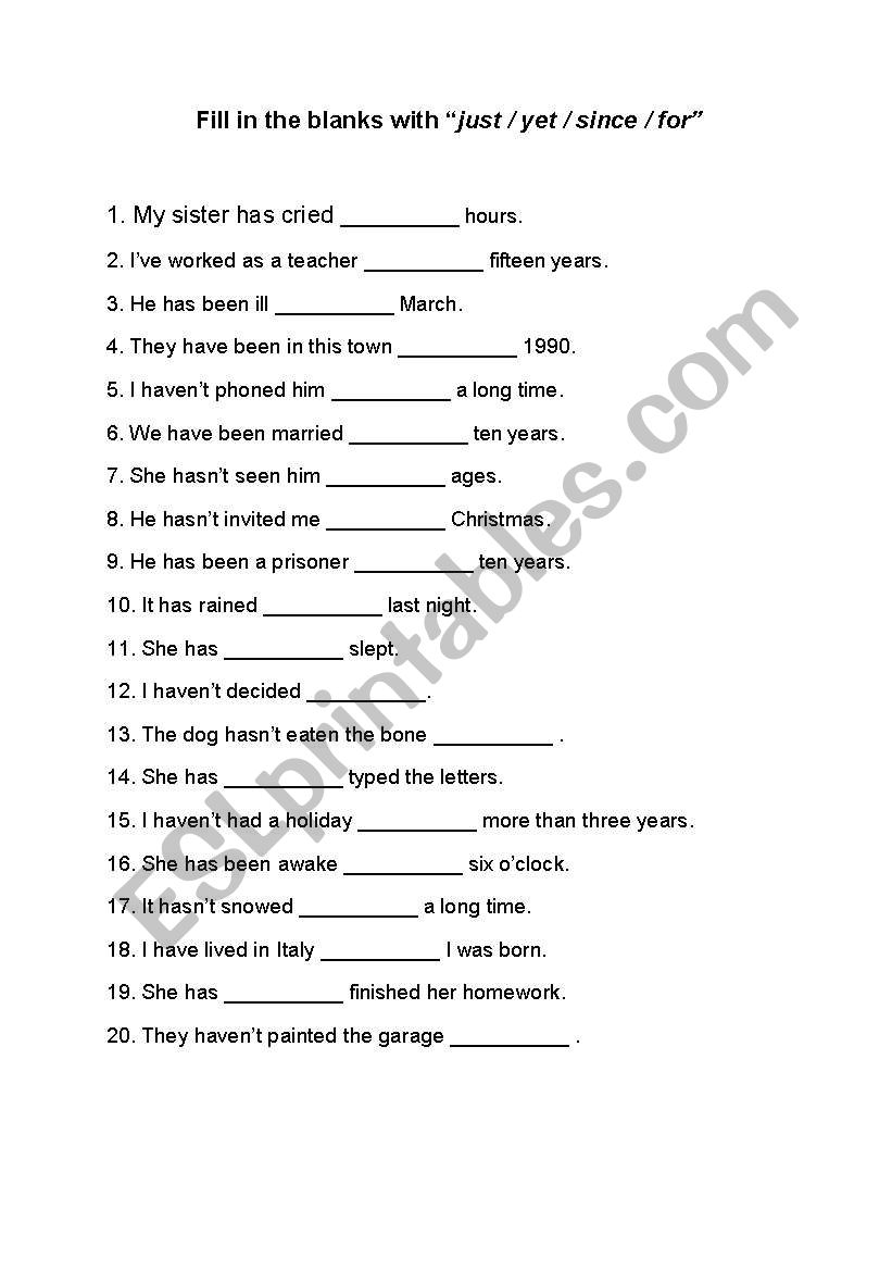 Present Perfect Tense worksheet