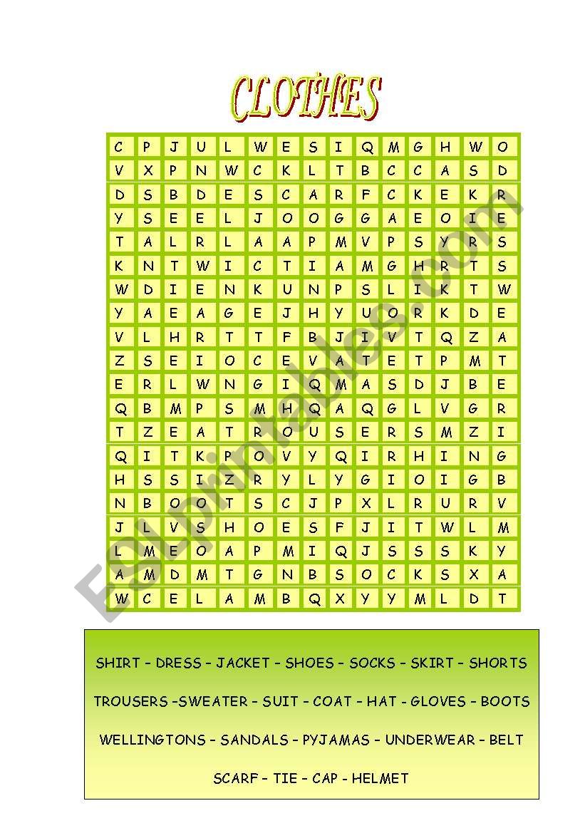 CLOTHES worksheet