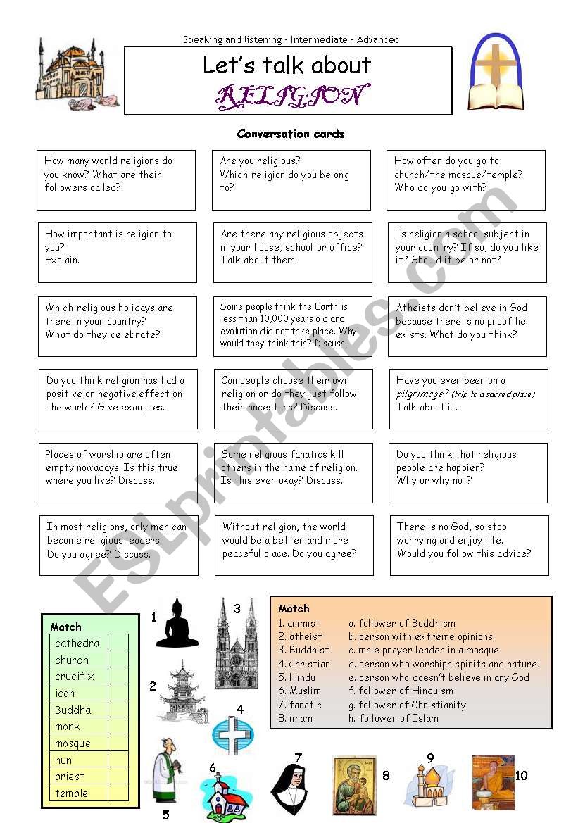 LetÂ´s talk about RELIGION worksheet