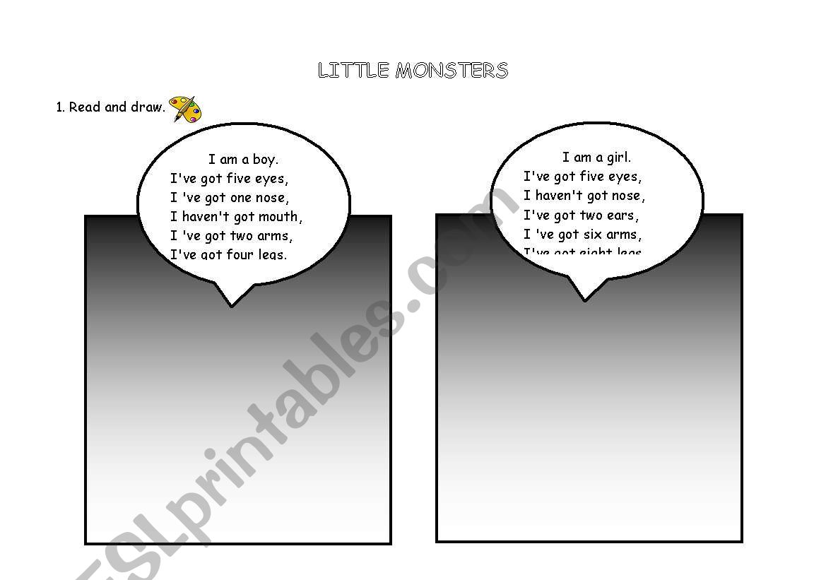 draw little monsters worksheet