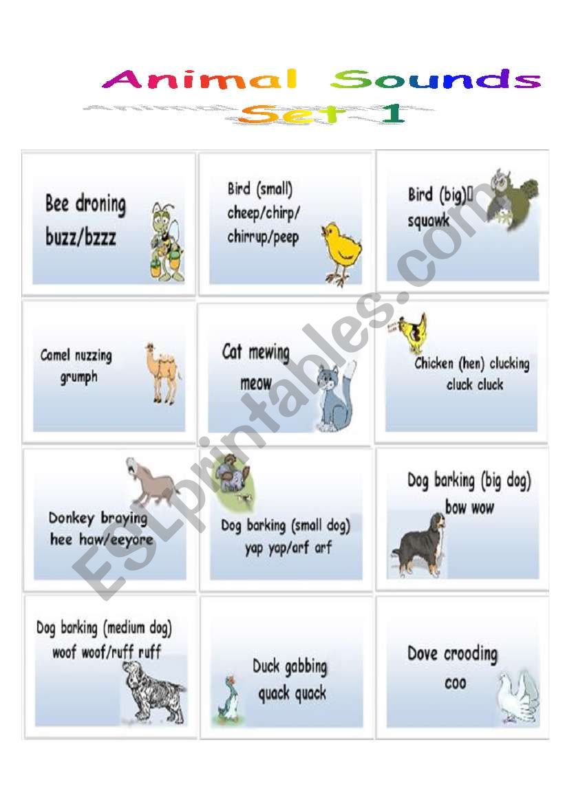 Animal Sounds - Flashcards - Set 1