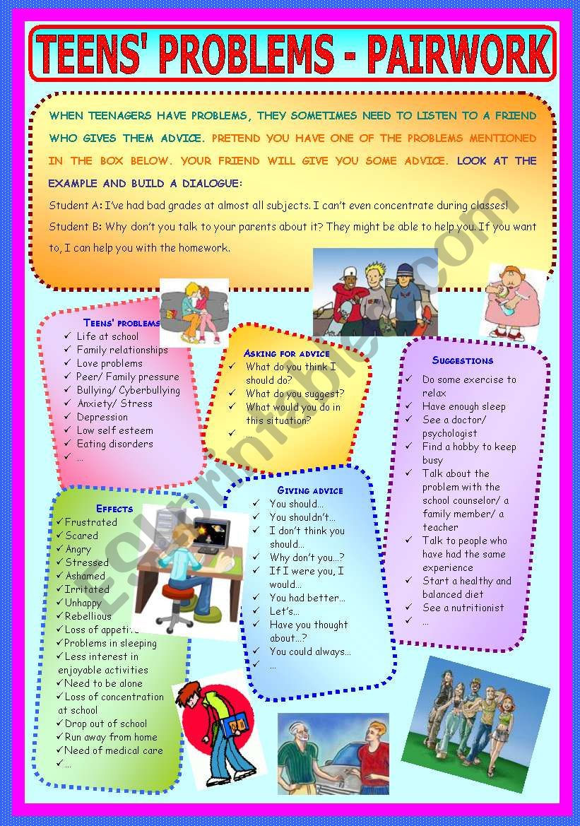 TeensÂ´ Problems - Pairwork worksheet