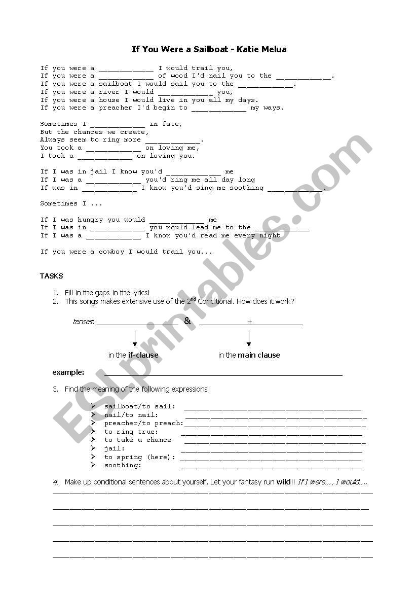 If I Were A Sailboat worksheet