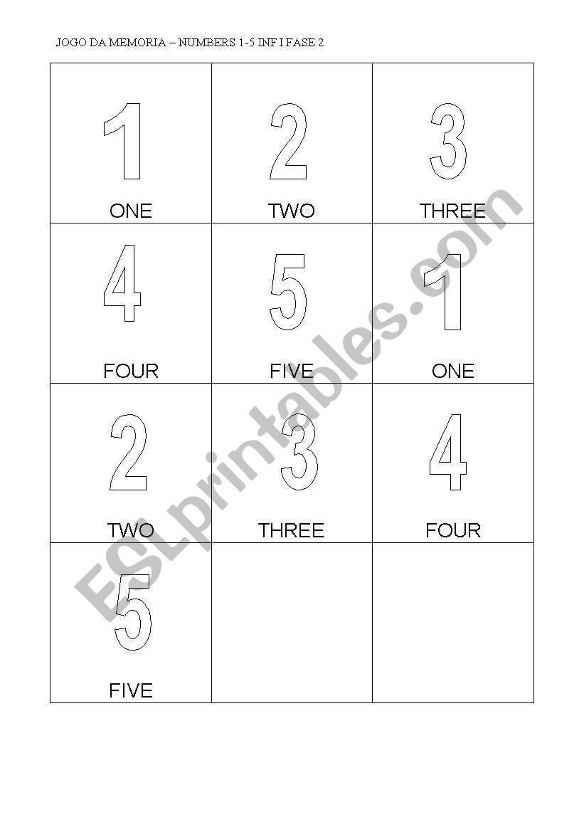 Memory Game worksheet