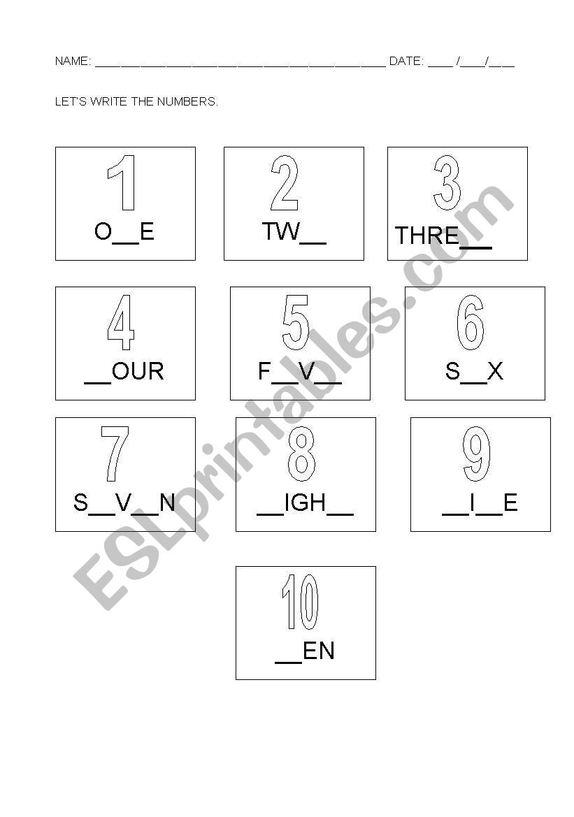 Lets write the numbers worksheet