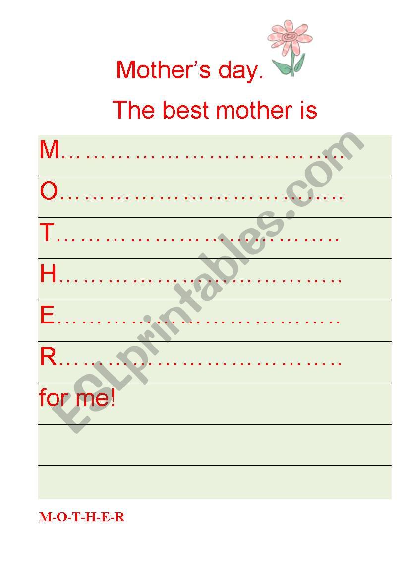 mothers day worksheet