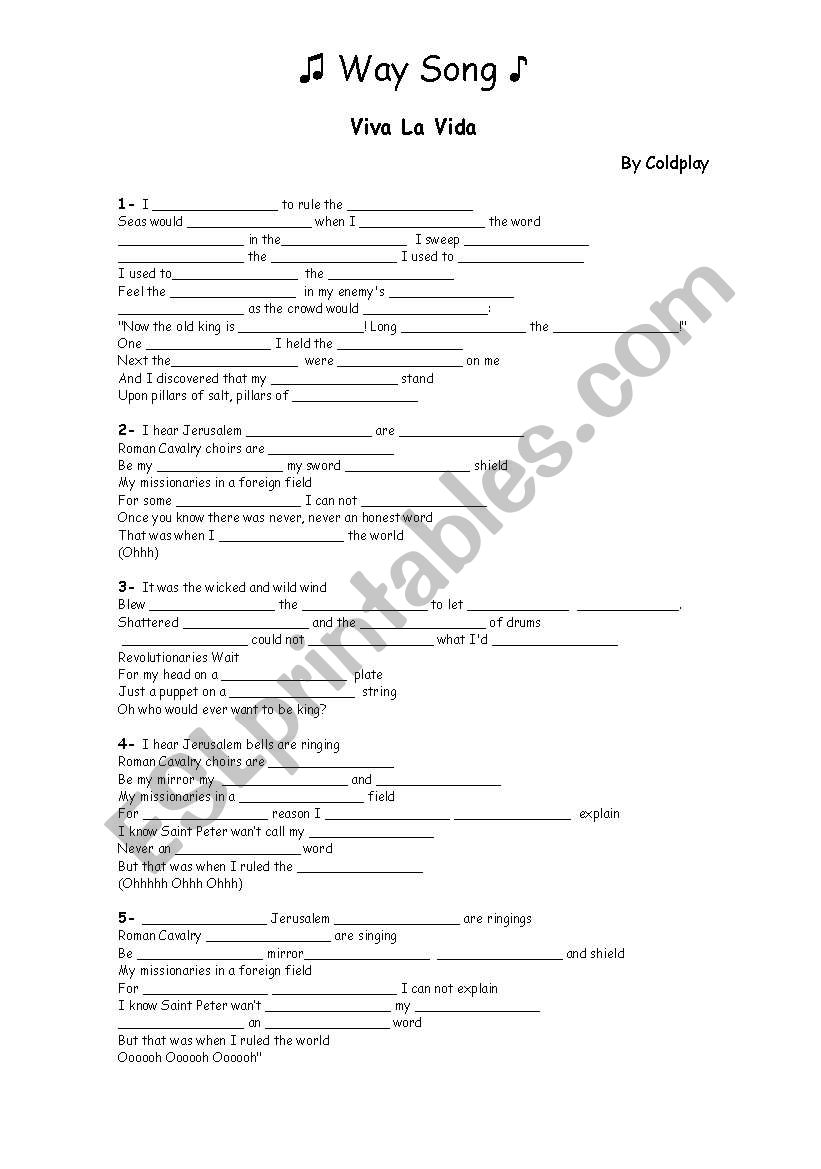 Viva la vida - Cold Play worksheet