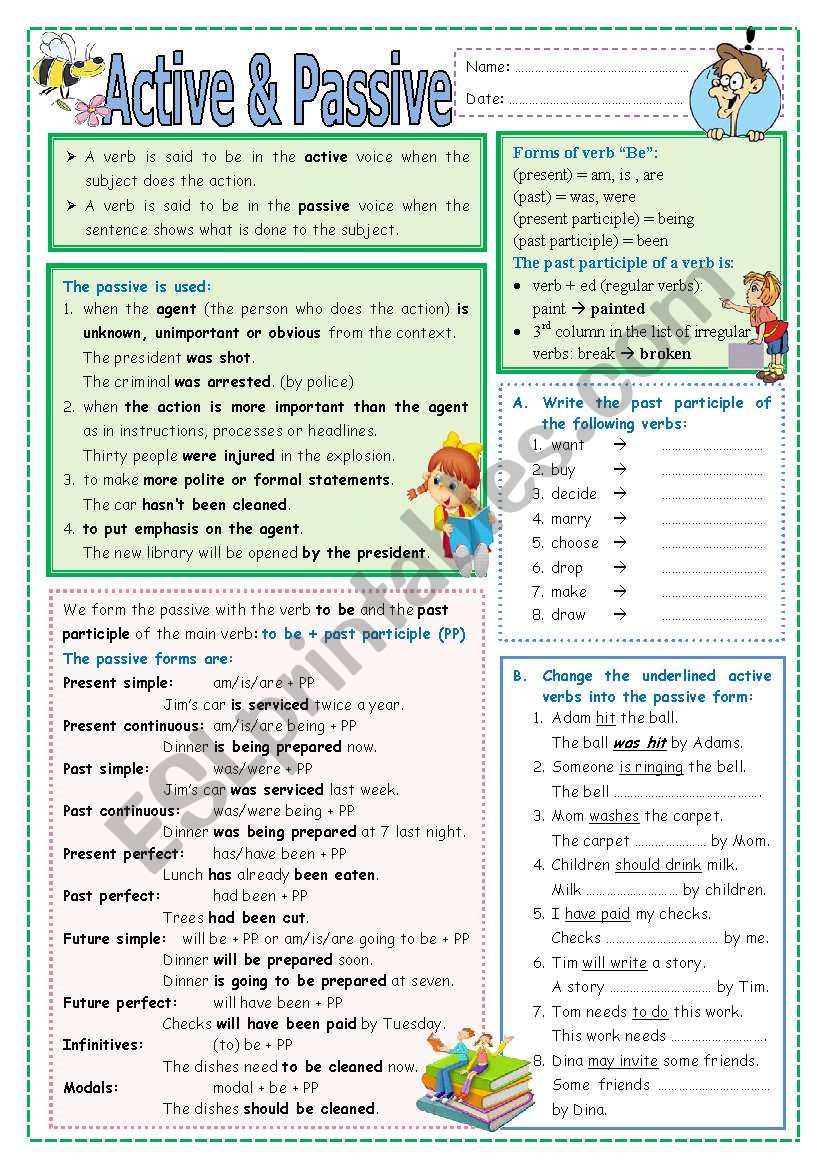 Active and Passive worksheet