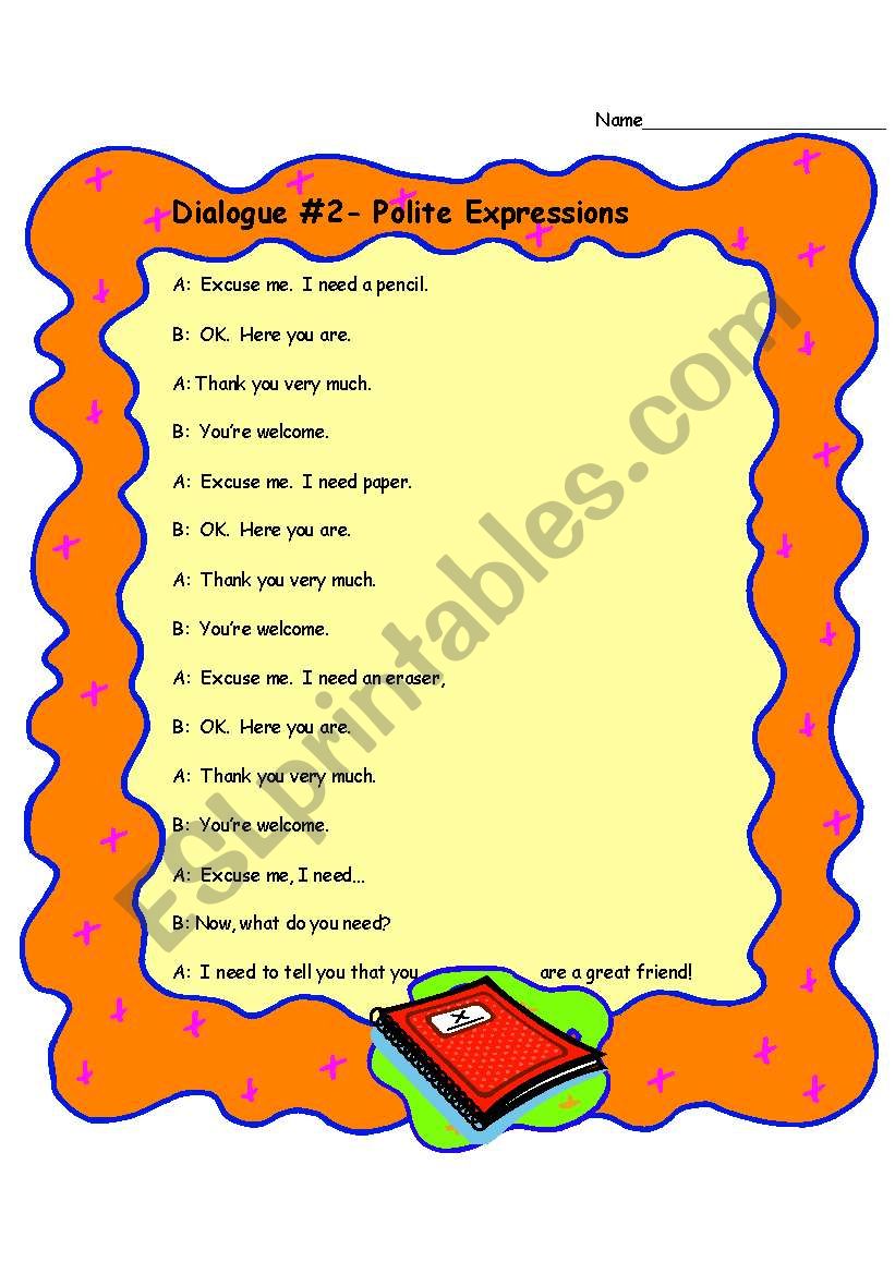 Dialogue- Polite Expressions worksheet