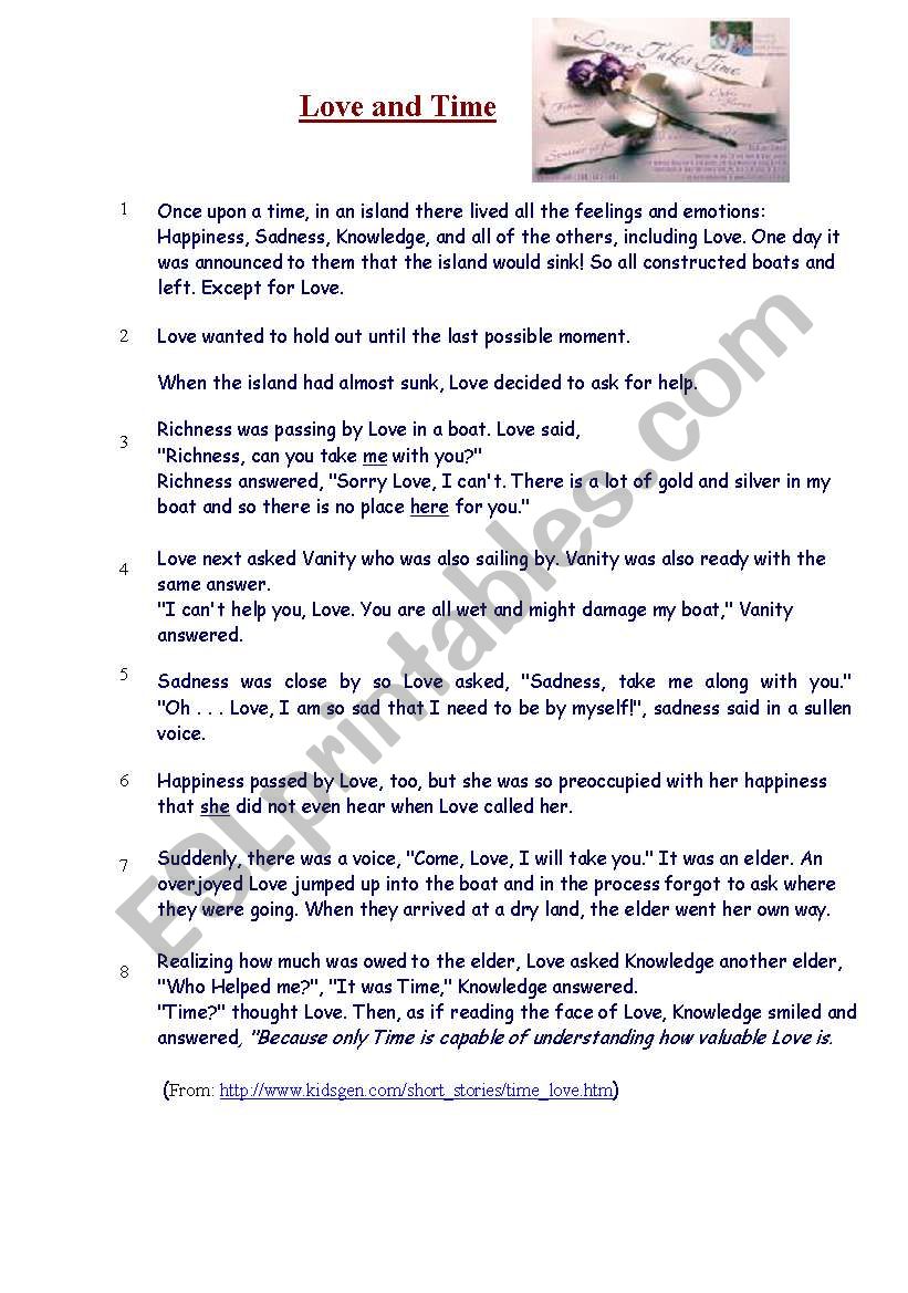 Love and Time worksheet