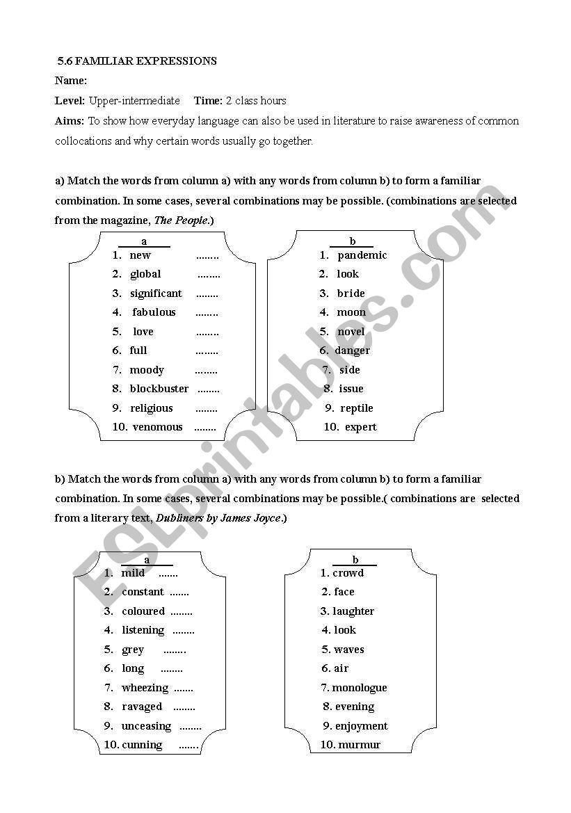 Familiar Expressions worksheet