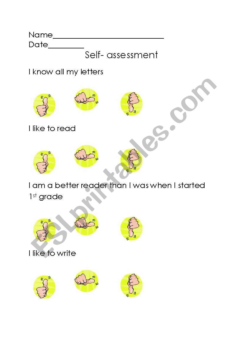 students assessment worksheet