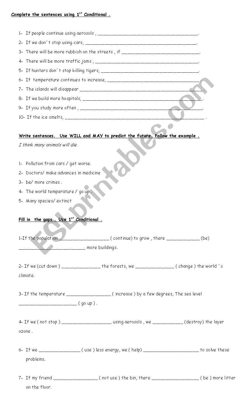 conditional 1 worksheet