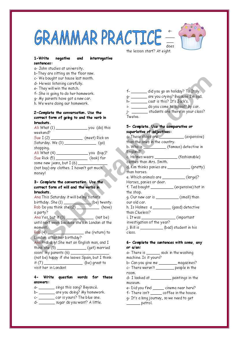 GRAMMAR PRACTICE worksheet