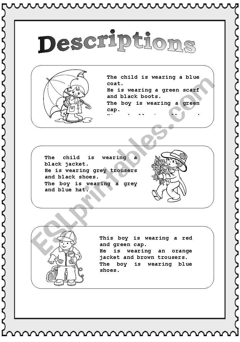 Children descriptions worksheet