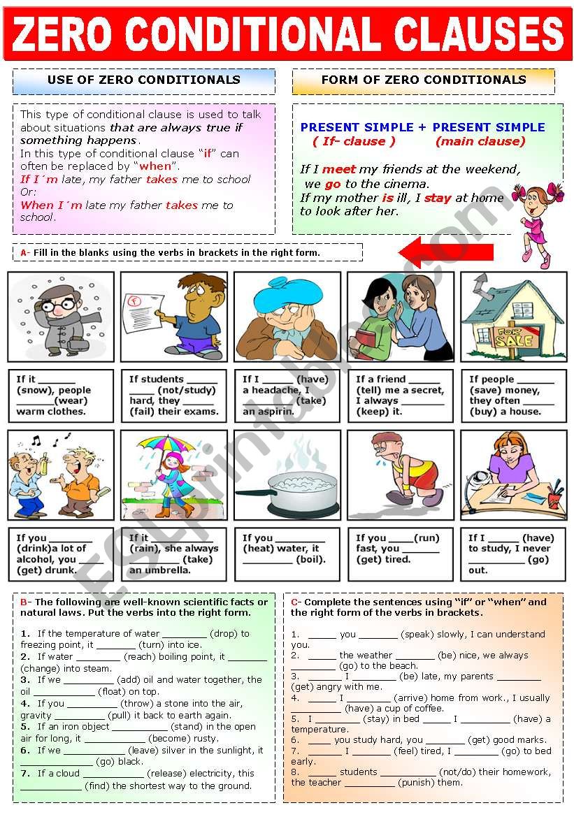 ZERO CONDITIONAL CLAUSES worksheet