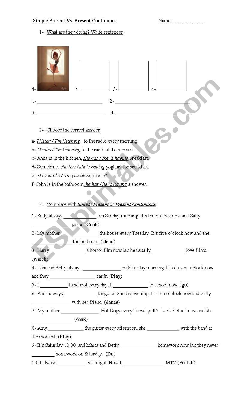 Simple Present - Present Continuous Test