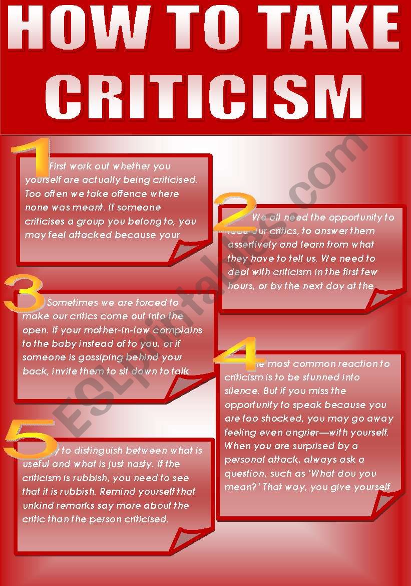 HOW TO TAKE CRITICISM? worksheet