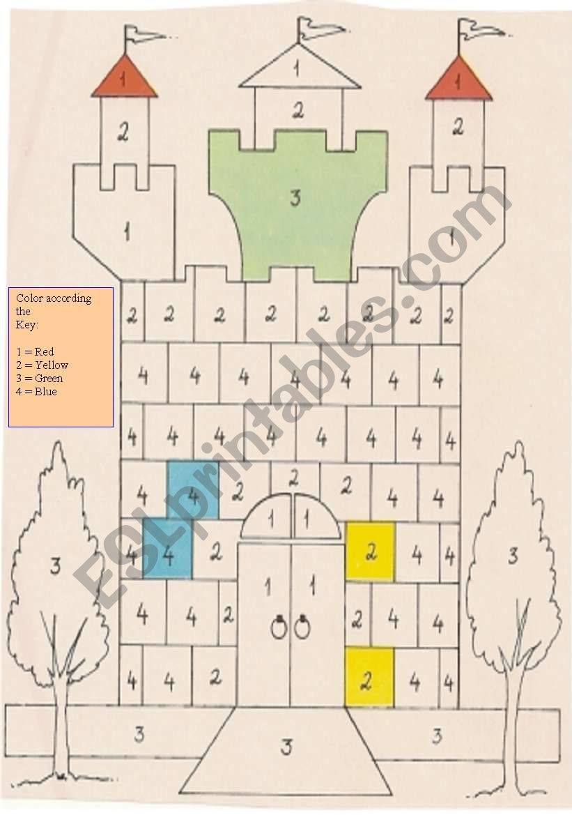 Colour the castle worksheet