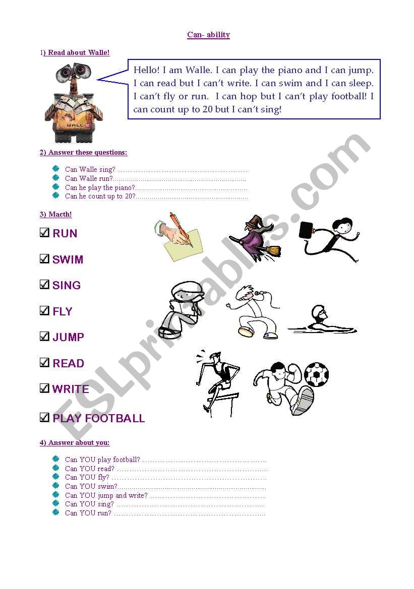 Can - ability worksheet