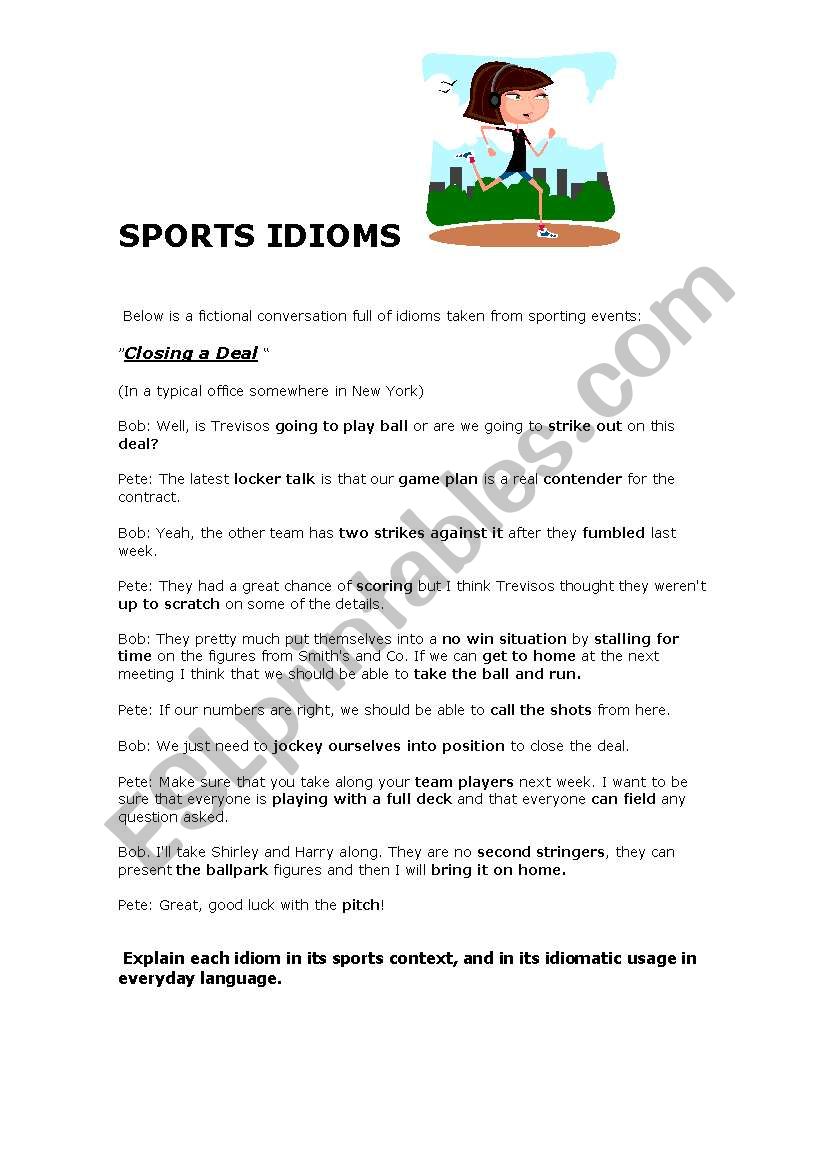 SPORTS IDIOMS worksheet