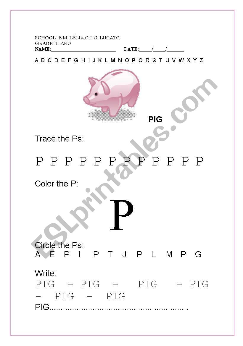 letter P worksheet