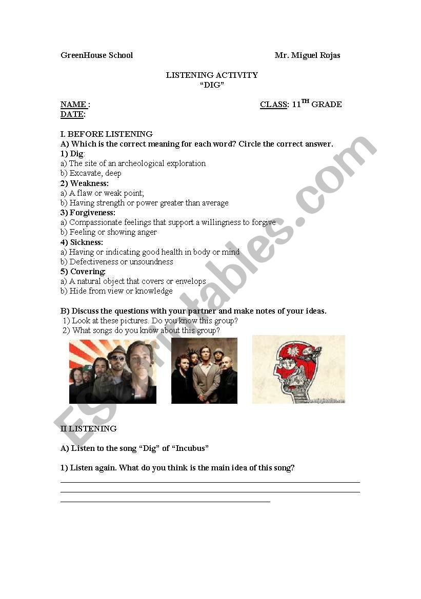 WORKSHEET LISTENING worksheet