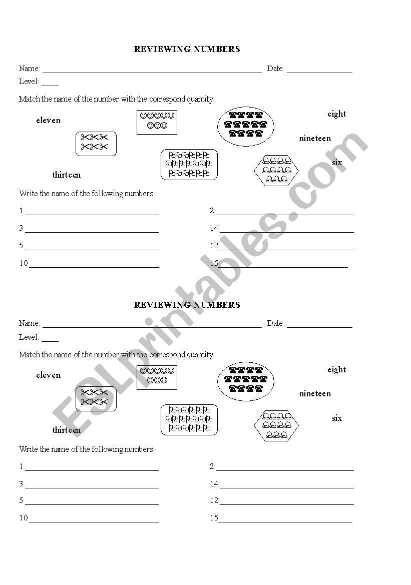 Numbers Quiz worksheet