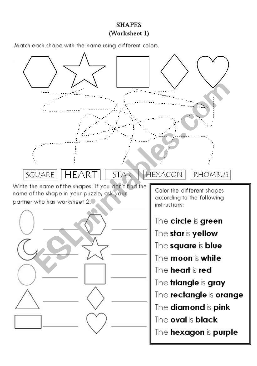 Shapes (2 pages) worksheet