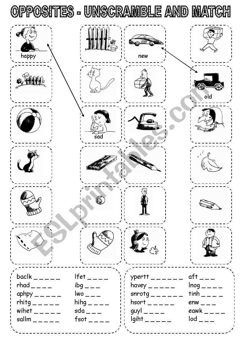 OPPOSITES - UNSCRAMBLE AND MATCH (2)