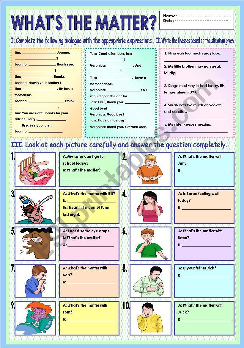 WhatÂ´s the matter worksheet