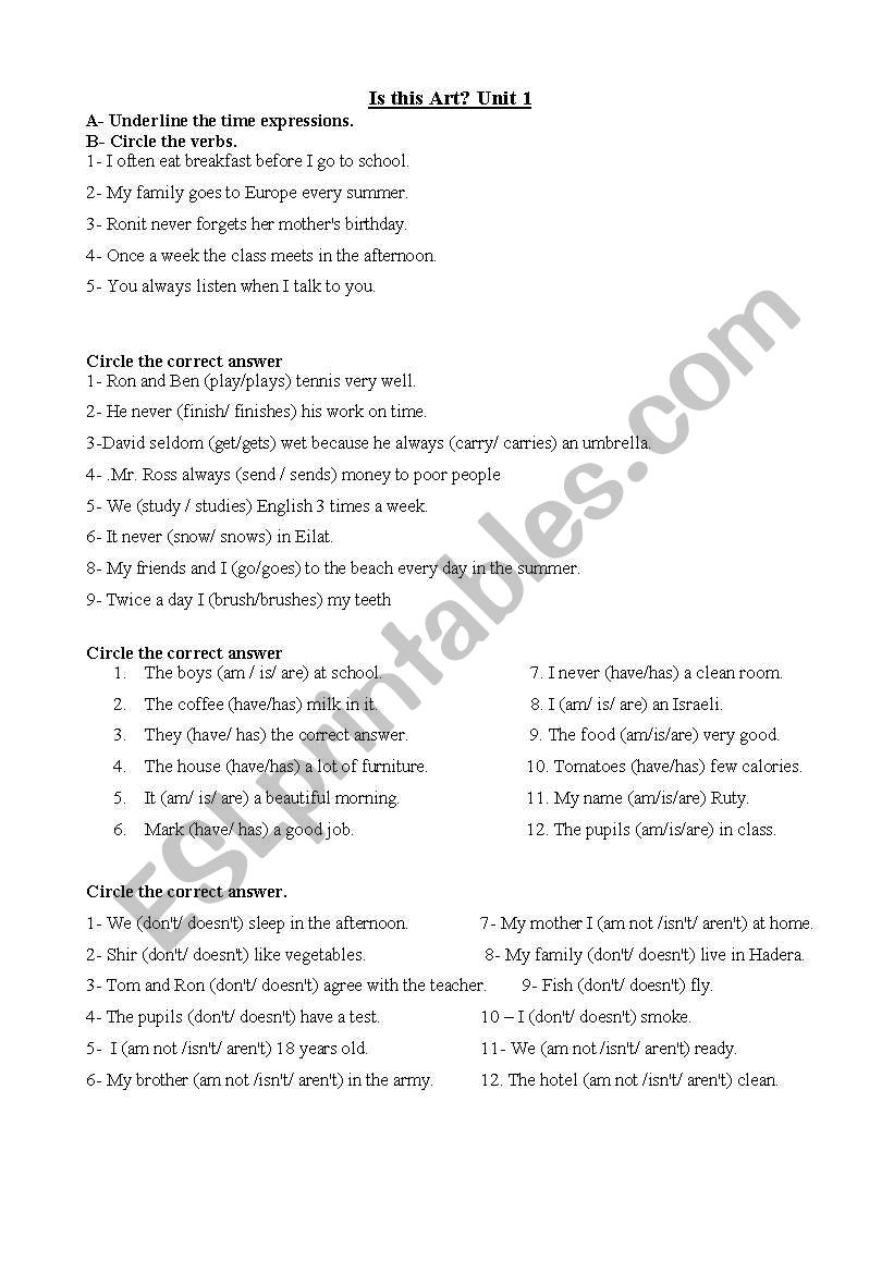 present simple worksheet