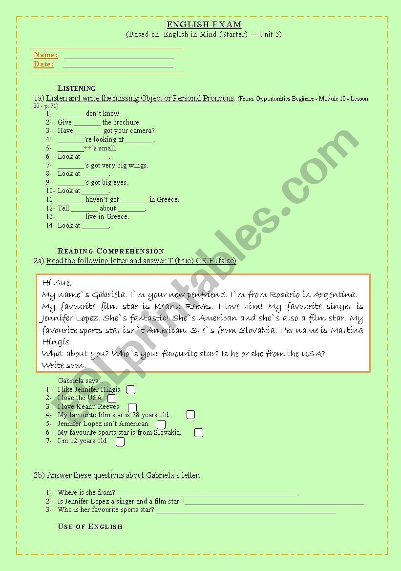 Personal Pronouns, Possessive Adjectives and Simple Present (all forms)