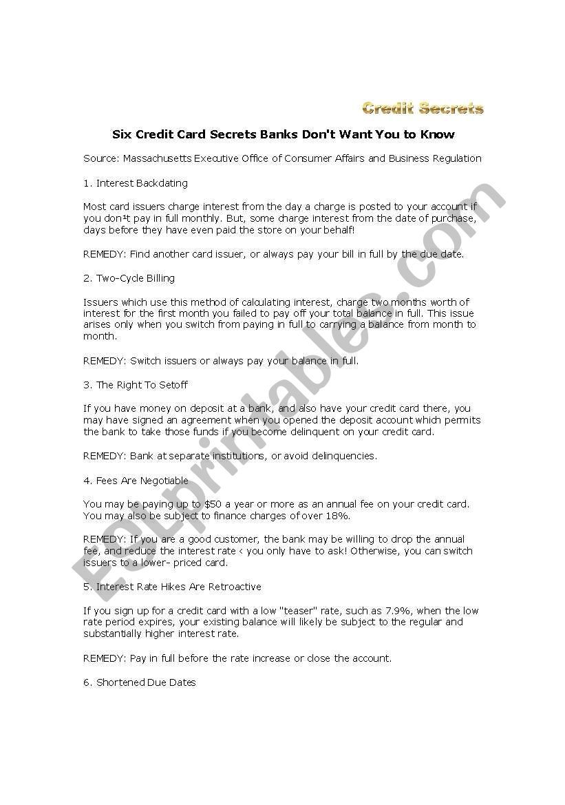 Six Credit Card Secrets Banks Dont want you to know