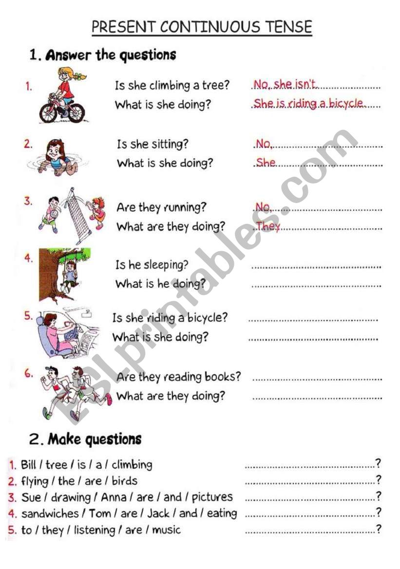 Present Continuous-Worksheet worksheet