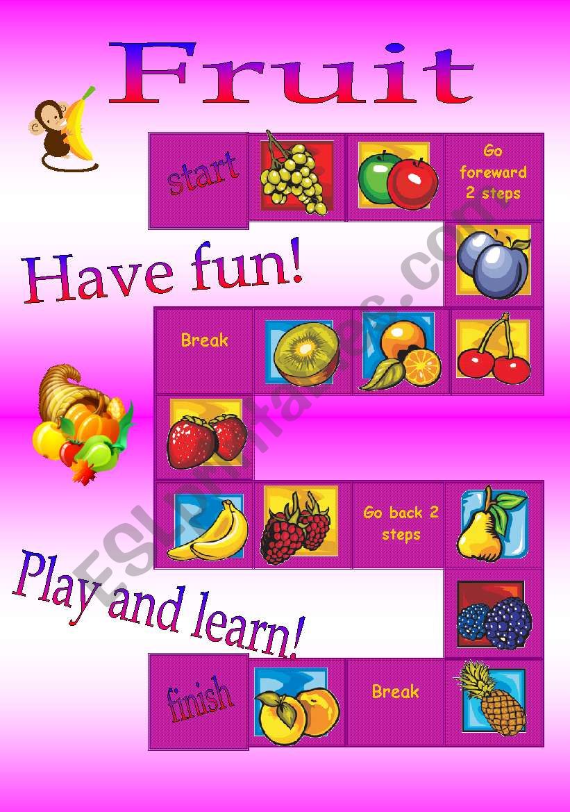 board game - fruit worksheet