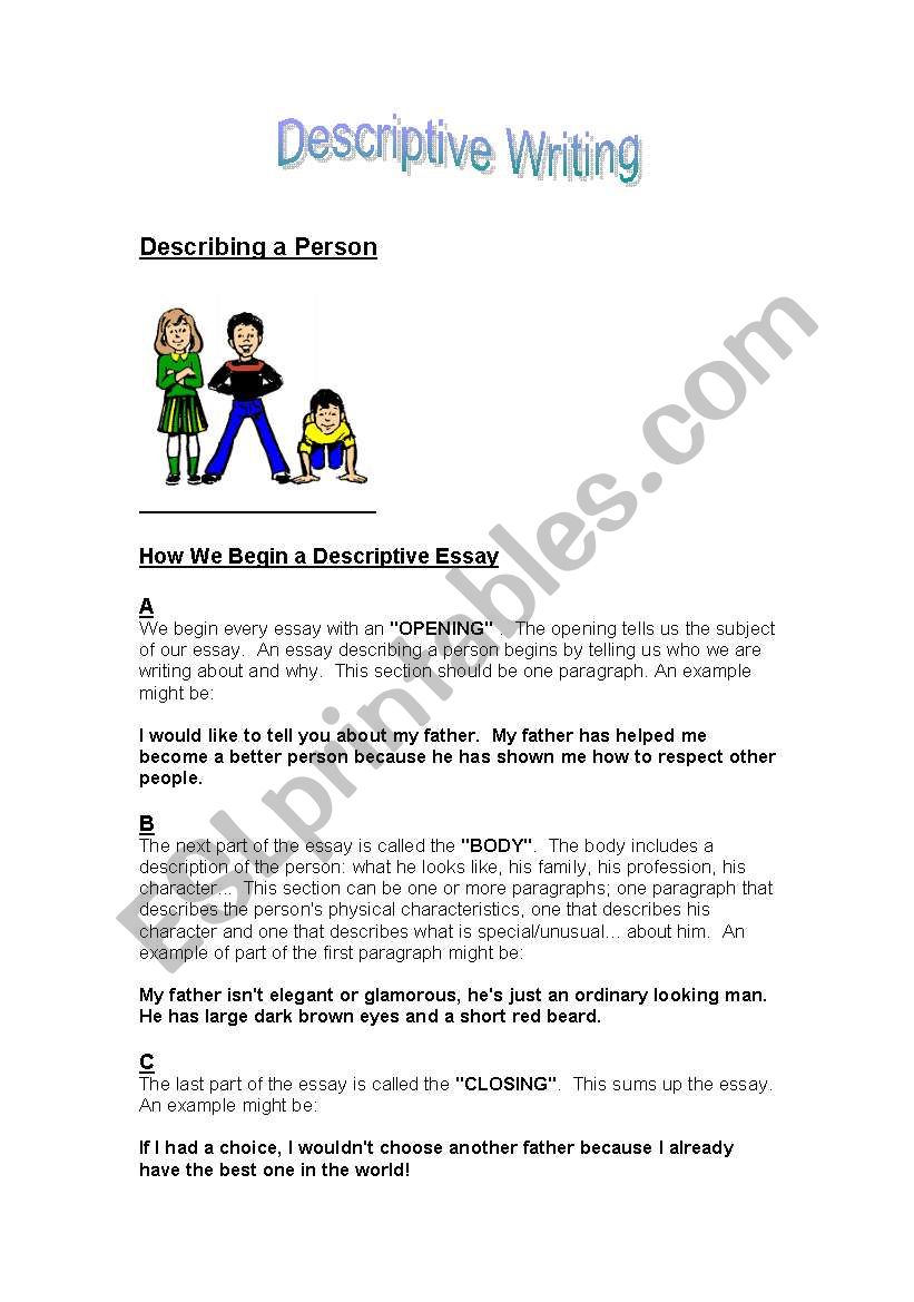 English worksheets: Describing a Person