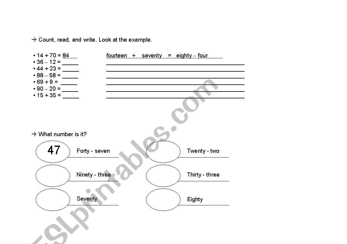 numbers: count, read and write.