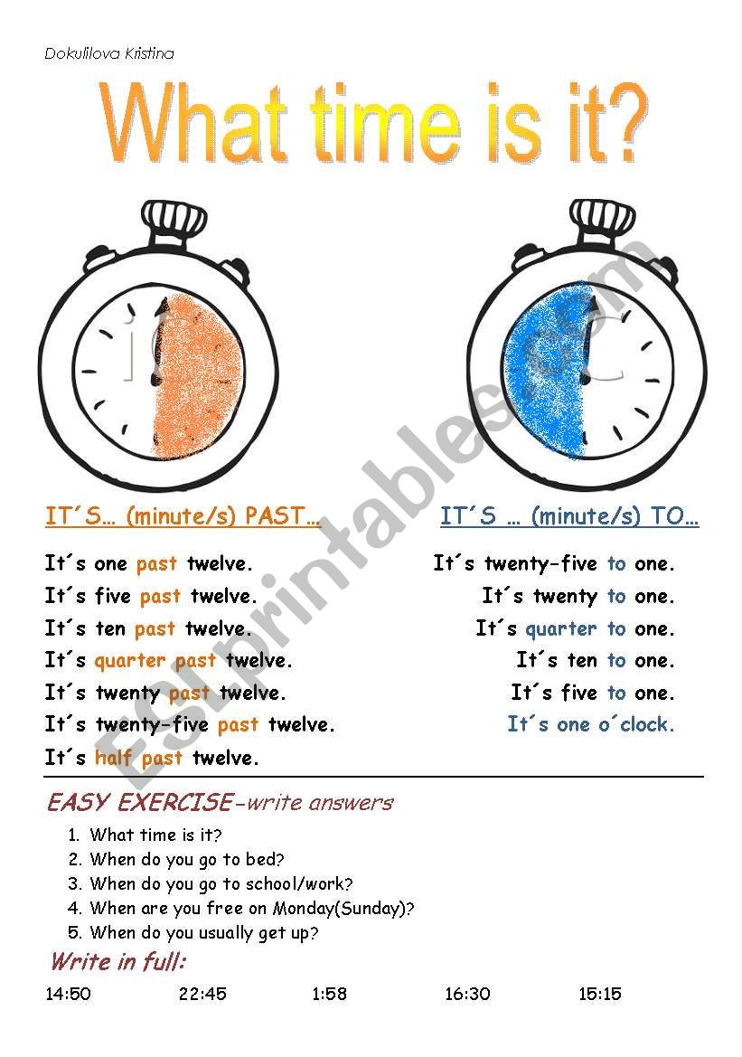 What time is it? worksheet