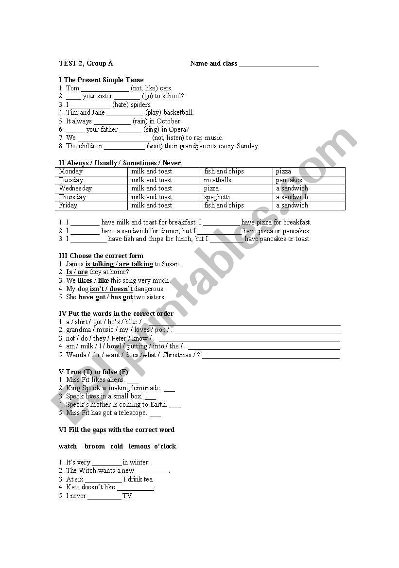 Test worksheet