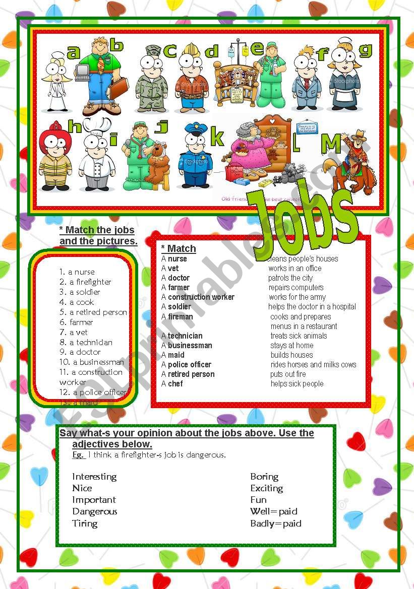 JOBS (two pages) worksheet