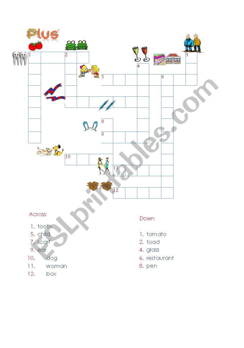 Plurals - Crossword worksheet