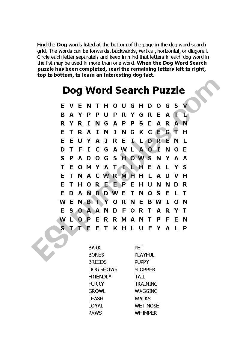 Dog worksheet