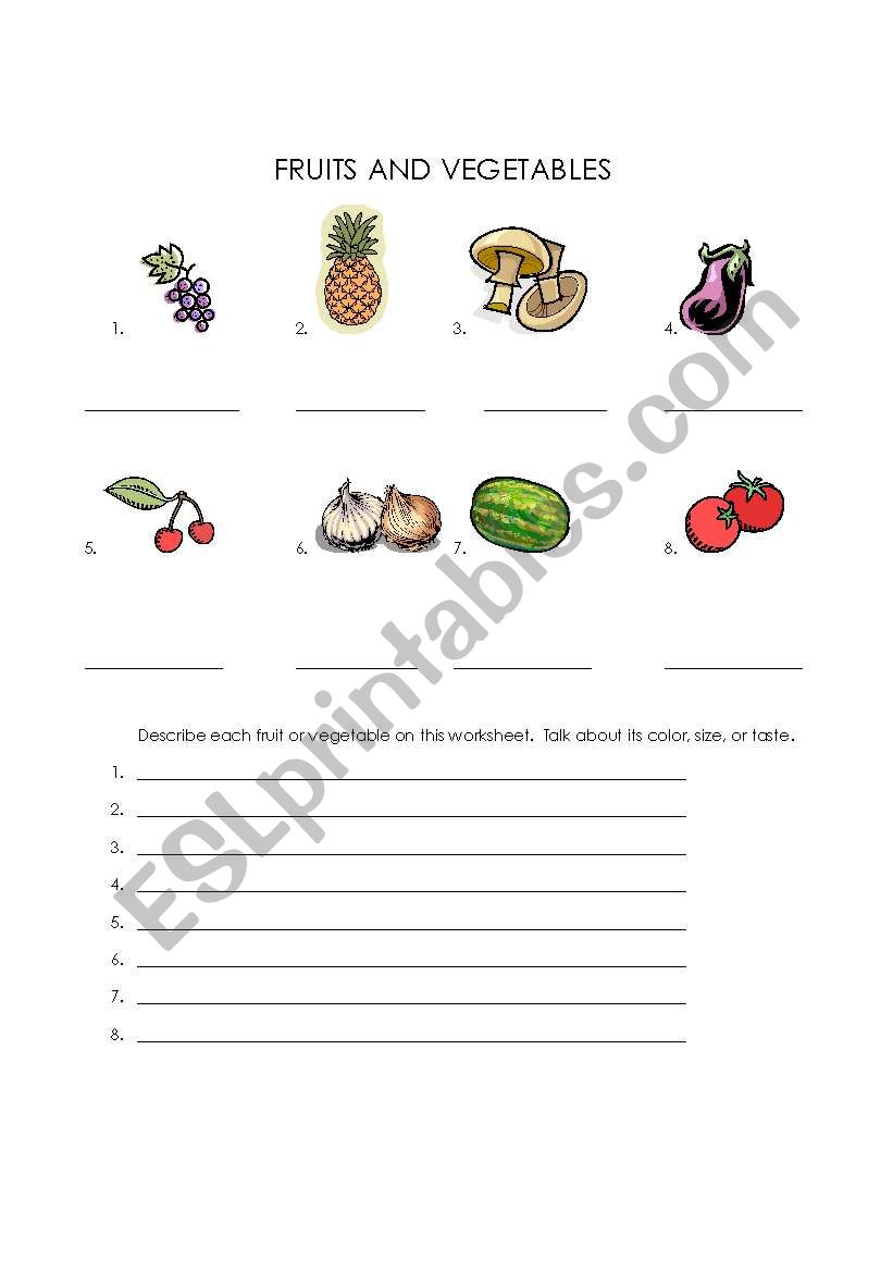 Fruits and Vegetables 1 worksheet