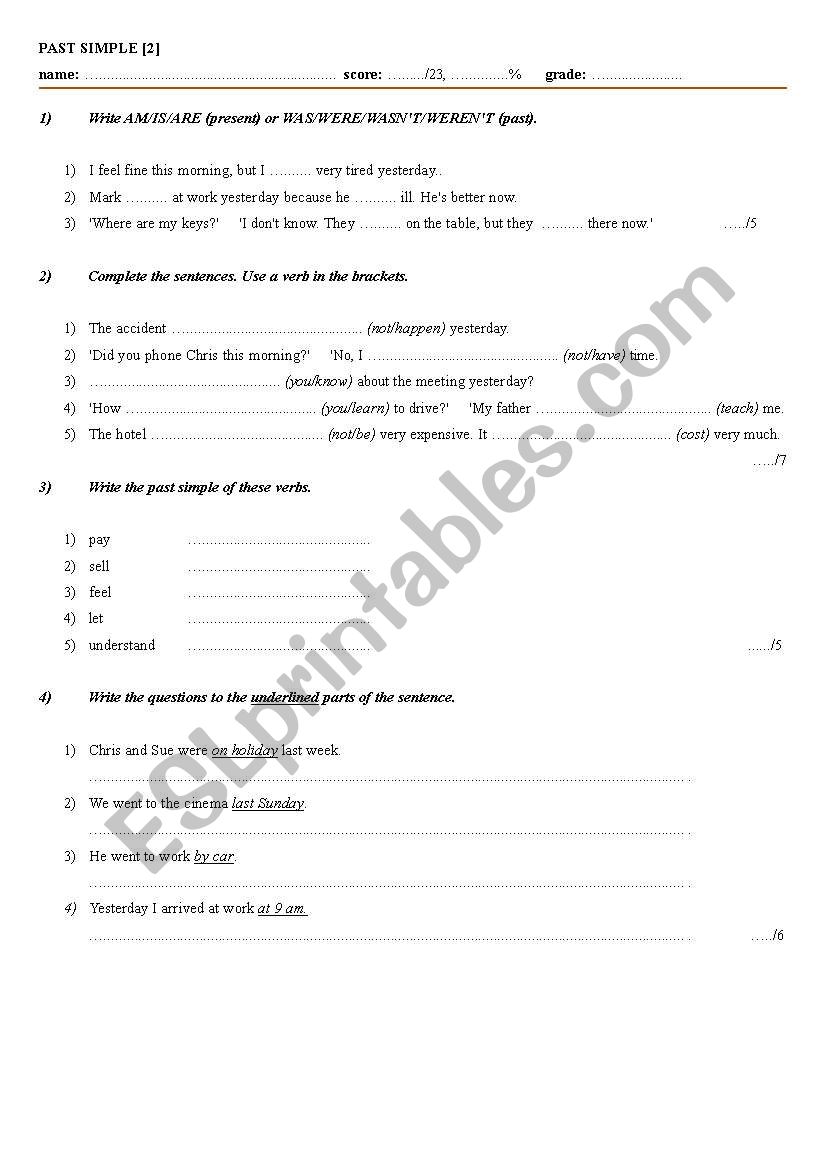 PAST SIMPLE  worksheet