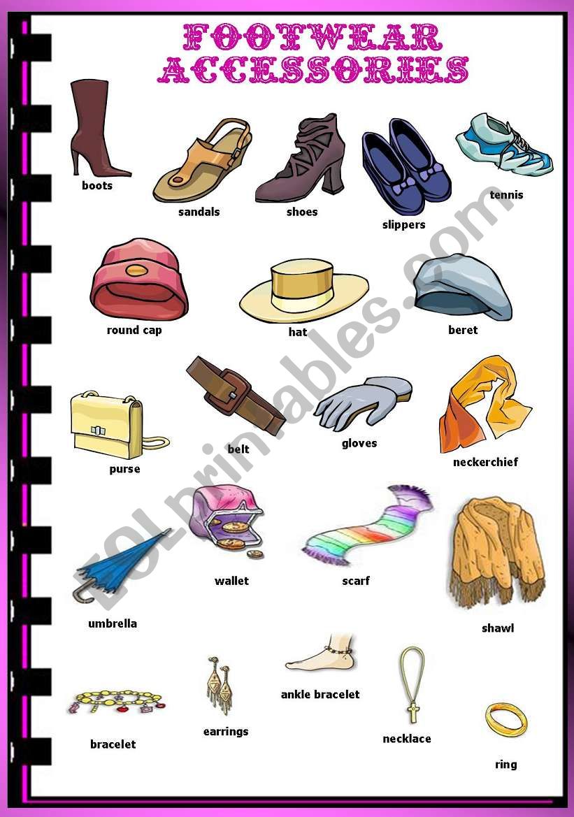 Footwear accessories worksheet