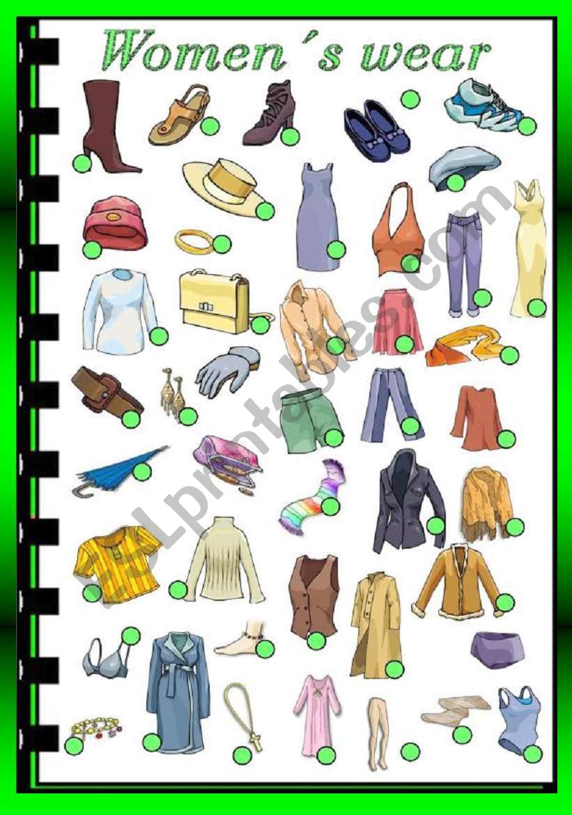 Womens wear worksheet