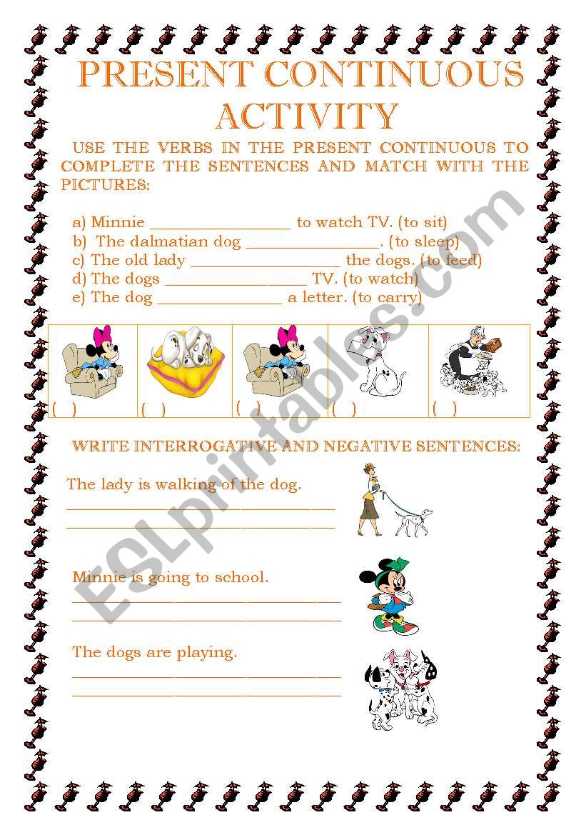 PRESENT CONTINUOUS ACTIVITY worksheet